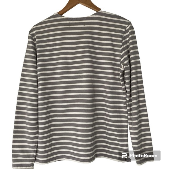 EVERLANE The Modern Striped Long Sleeve Knit Top Gray 100% Cotton S - Picture 3 of 7